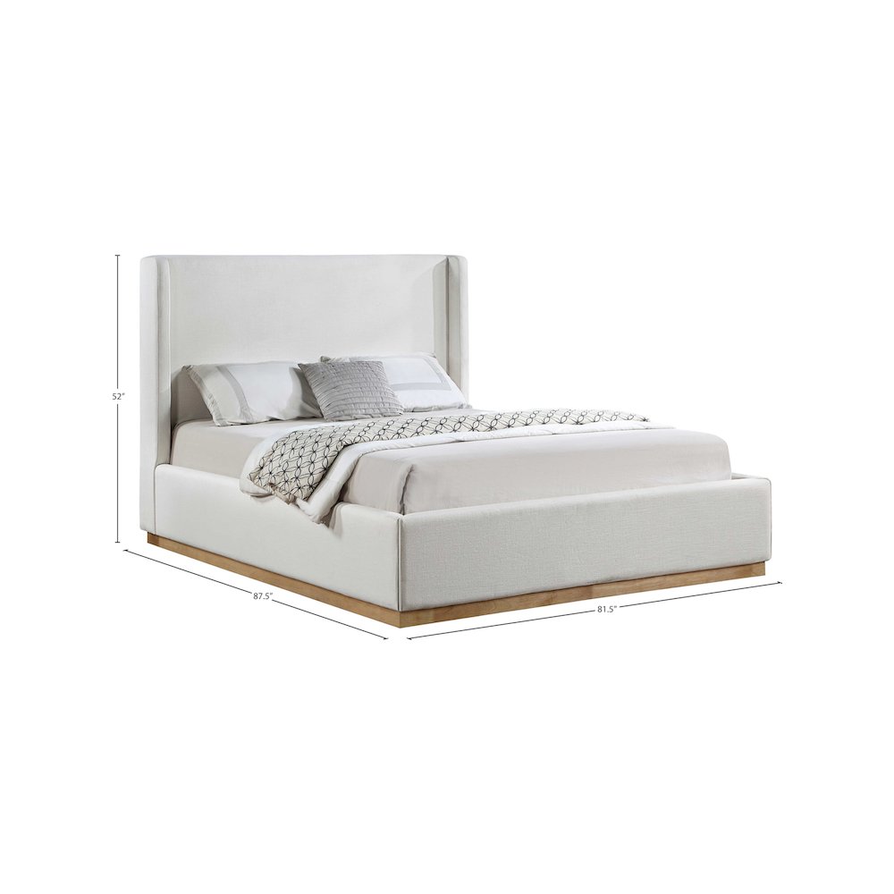 Flynn Cream Linen Textured Fabric King Bed. Picture 7