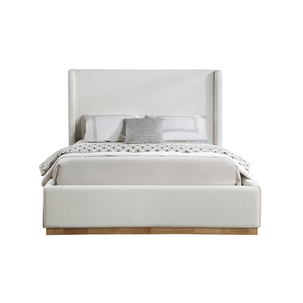 Flynn Cream Linen Textured Fabric King Bed. Picture 2