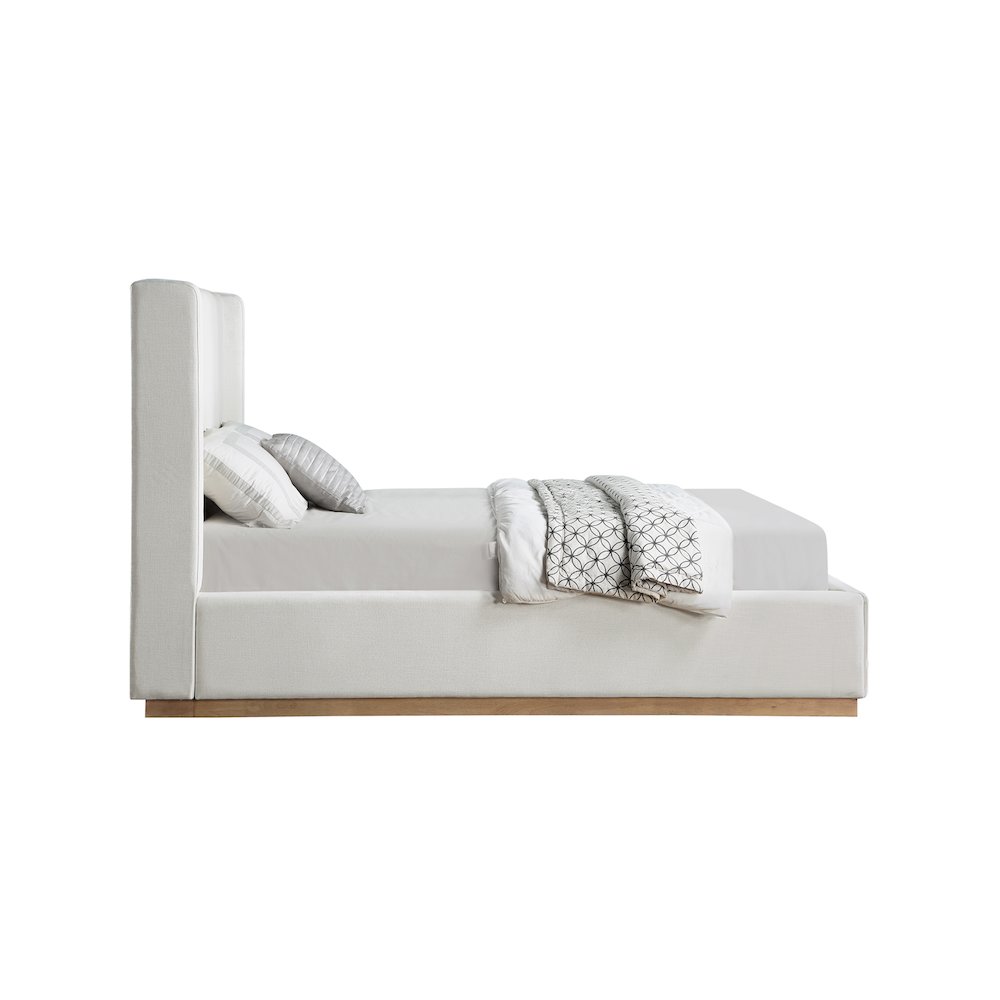 Flynn Cream Linen Textured Fabric King Bed. Picture 3