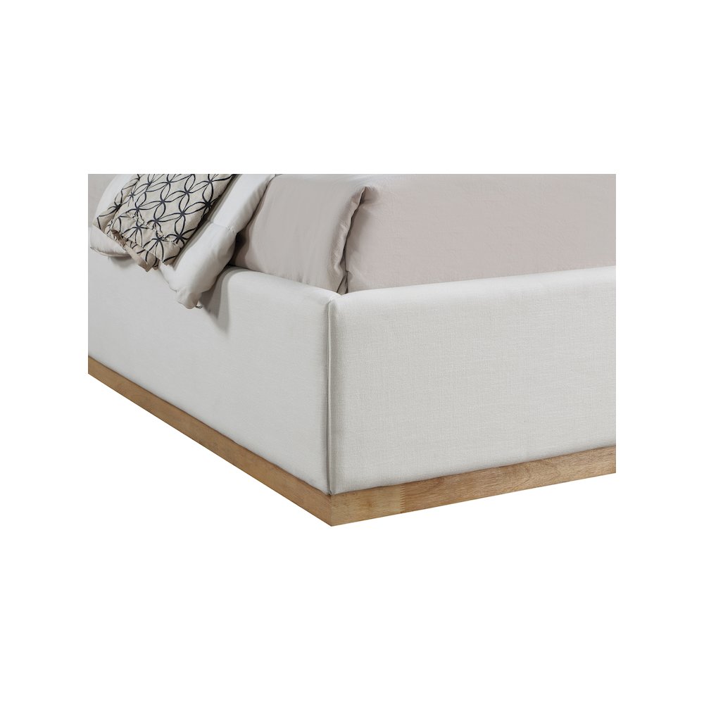 Flynn Cream Linen Textured Fabric Queen Bed. Picture 5