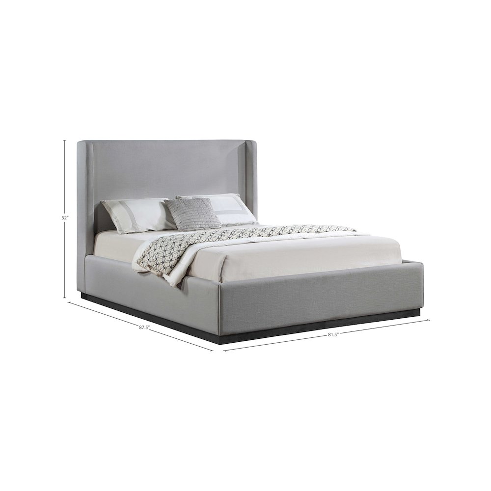 Flynn Grey Linen Textured Fabric King Bed. Picture 7