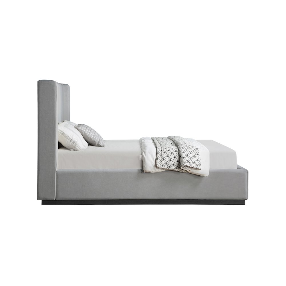 Flynn Grey Linen Textured Fabric King Bed. Picture 3