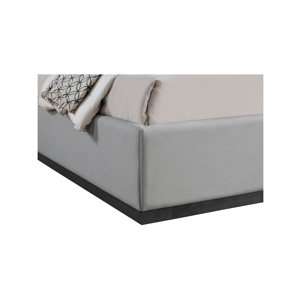 Flynn Grey Linen Textured Fabric King Bed. Picture 5