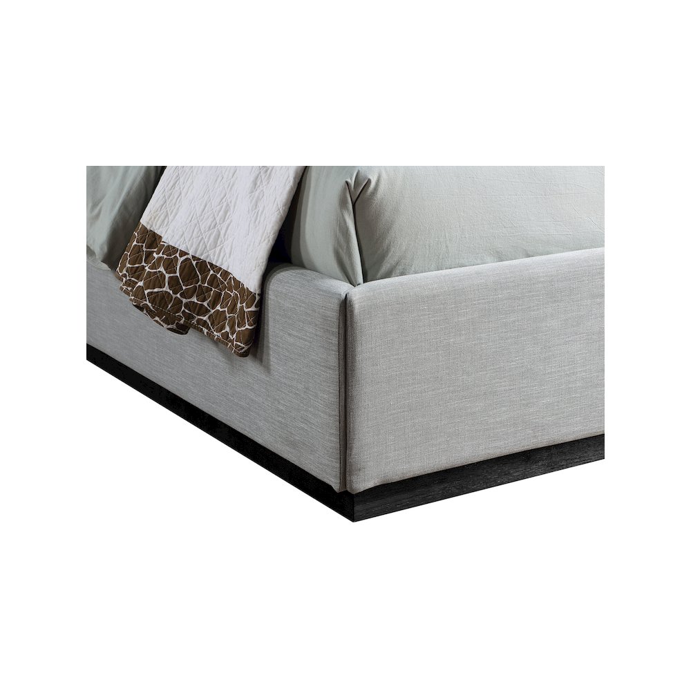 Flynn Grey Linen Textured Fabric Twin Bed. Picture 5