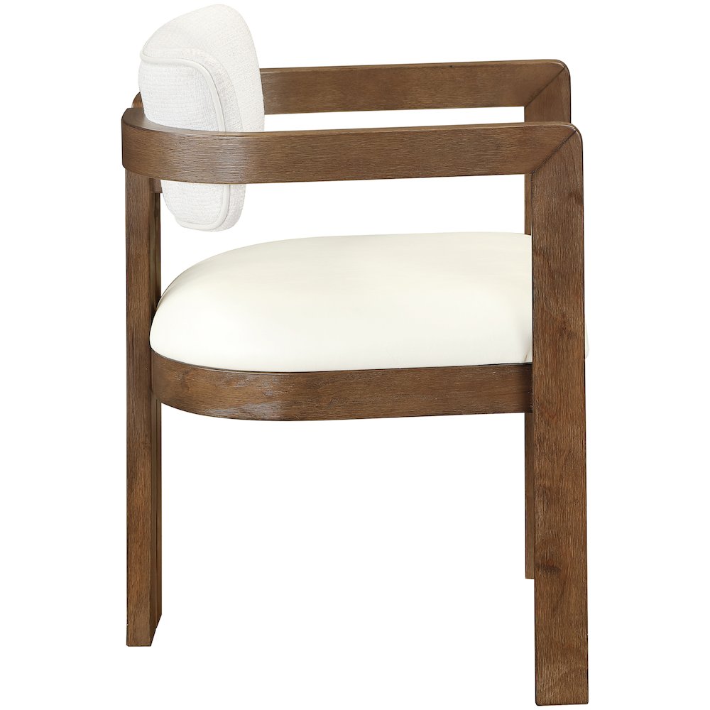 Ravina Cream Vegan Leather and Linen Fabric Upholstered Dining Chair, Set of 2. Picture 5