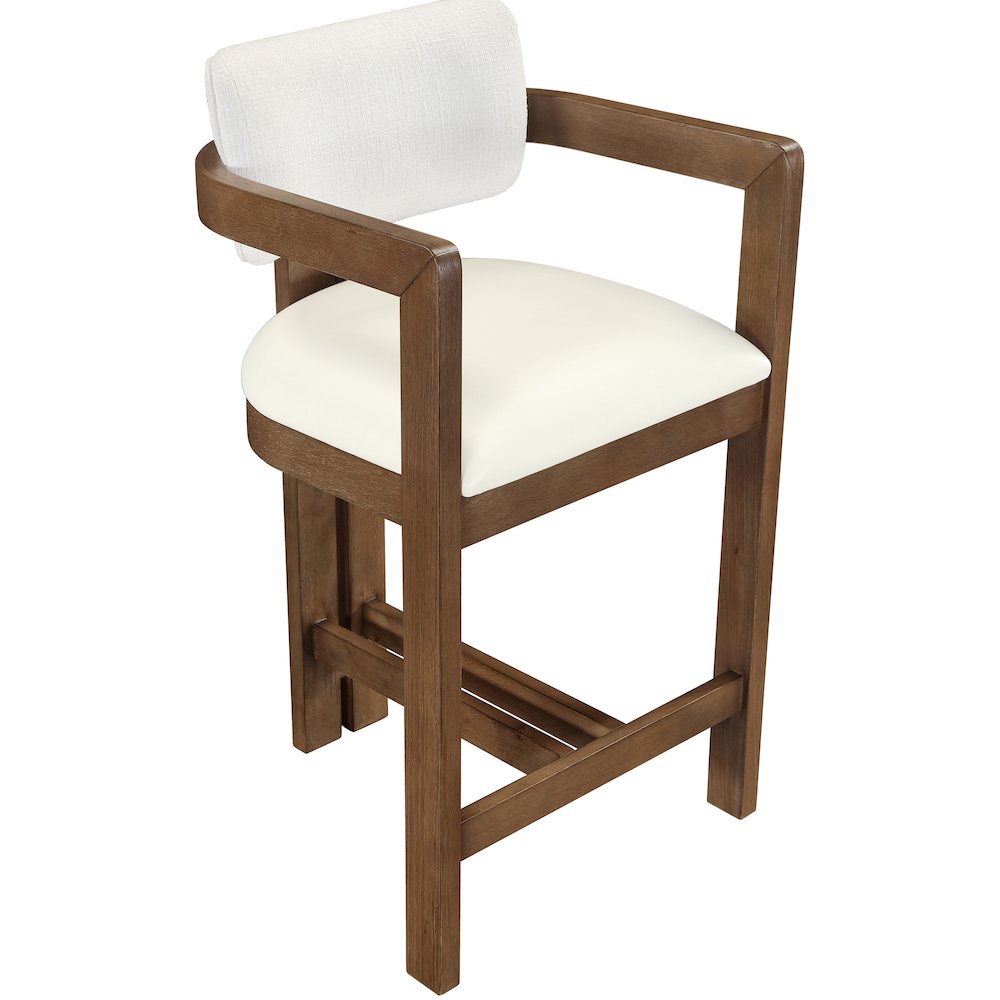 Ravina Cream Vegan Leather and Linen Textured Fabric Upholstered Counter Stool. Picture 8