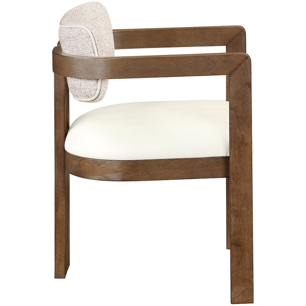 Ravina Beige Vegan Leather and Linen Fabric Upholstered Dining Chair, Set of 2. Picture 4