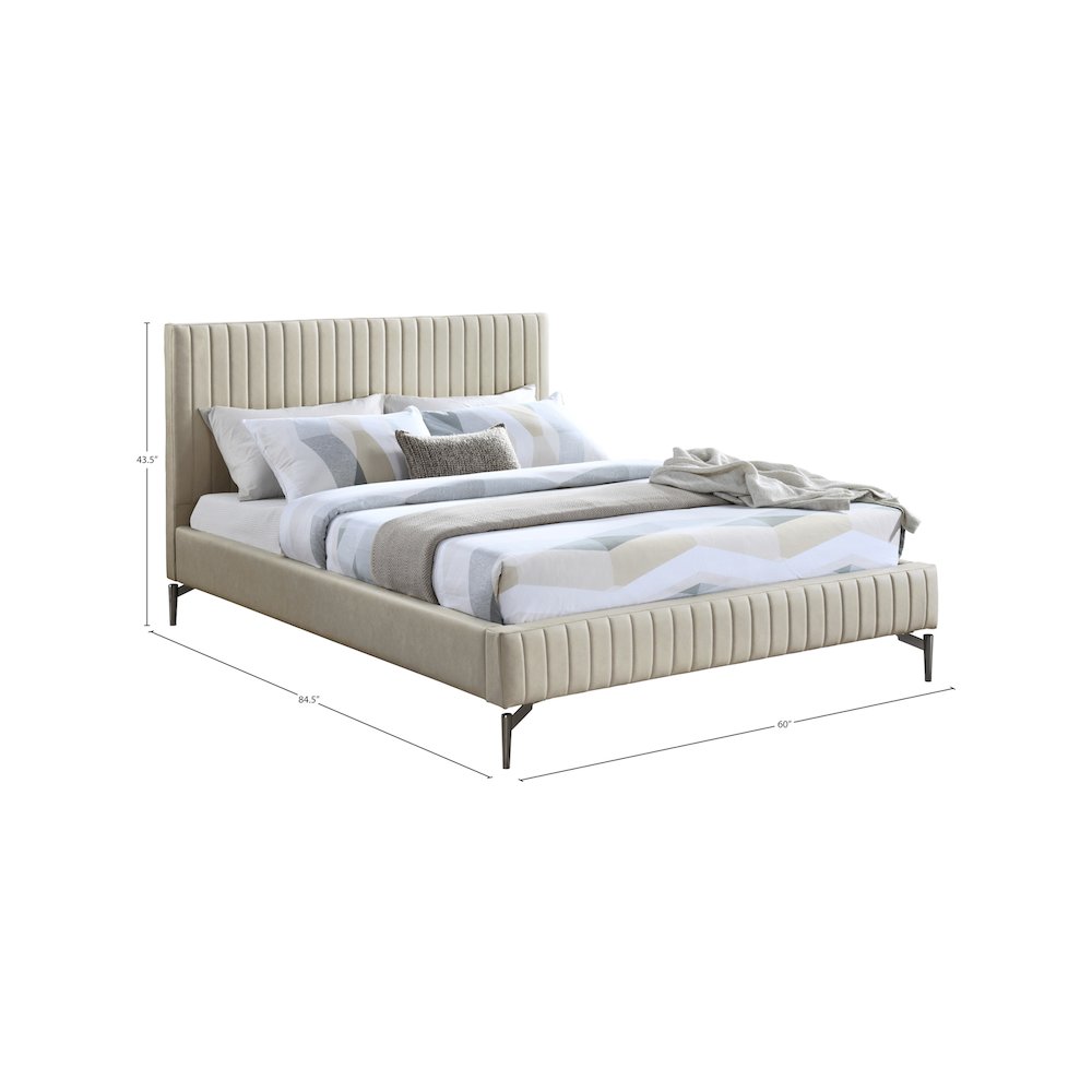 Gallo Beige Vegan Leather Full Bed. Picture 8