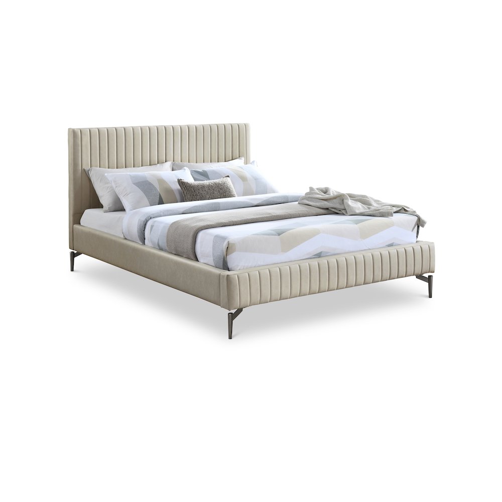 Gallo Beige Vegan Leather Full Bed. Picture 1