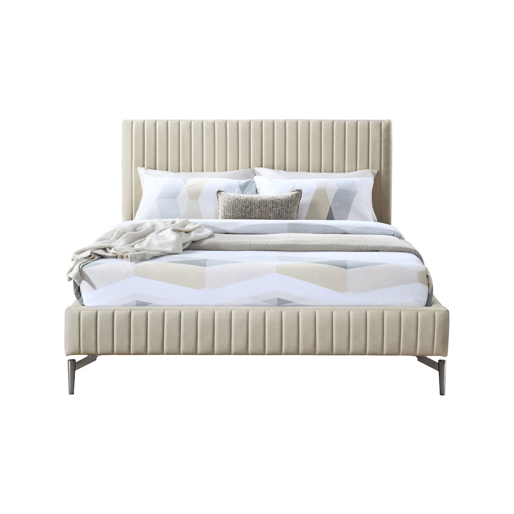 Gallo Beige Vegan Leather Full Bed. Picture 2