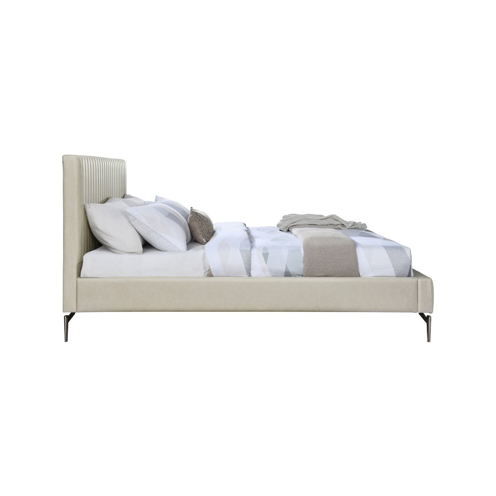Gallo Beige Vegan Leather Full Bed. Picture 3