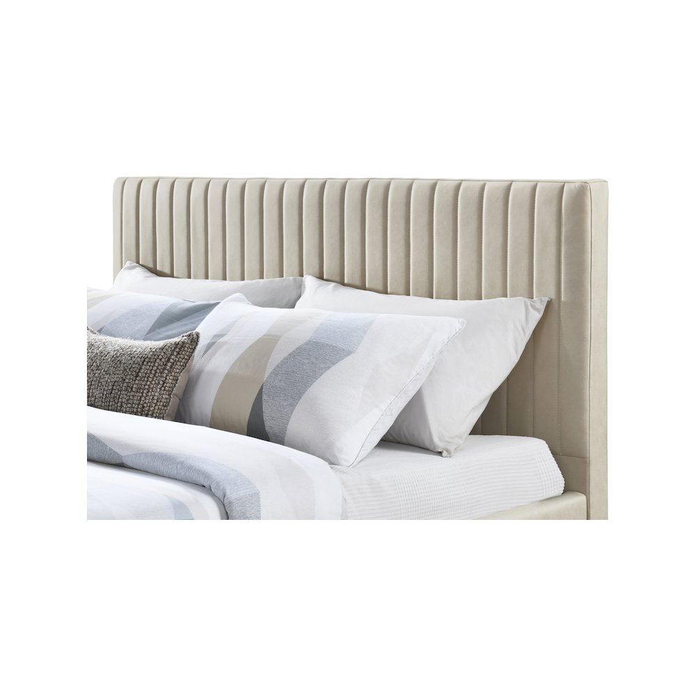 Gallo Beige Vegan Leather Queen Bed. Picture 5