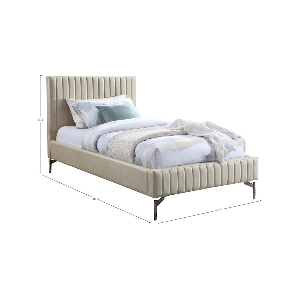 Gallo Beige Vegan Leather Twin Bed. Picture 8