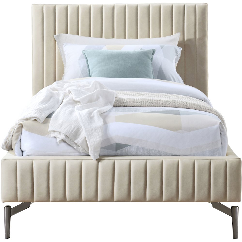 Gallo Beige Vegan Leather Twin Bed. Picture 2