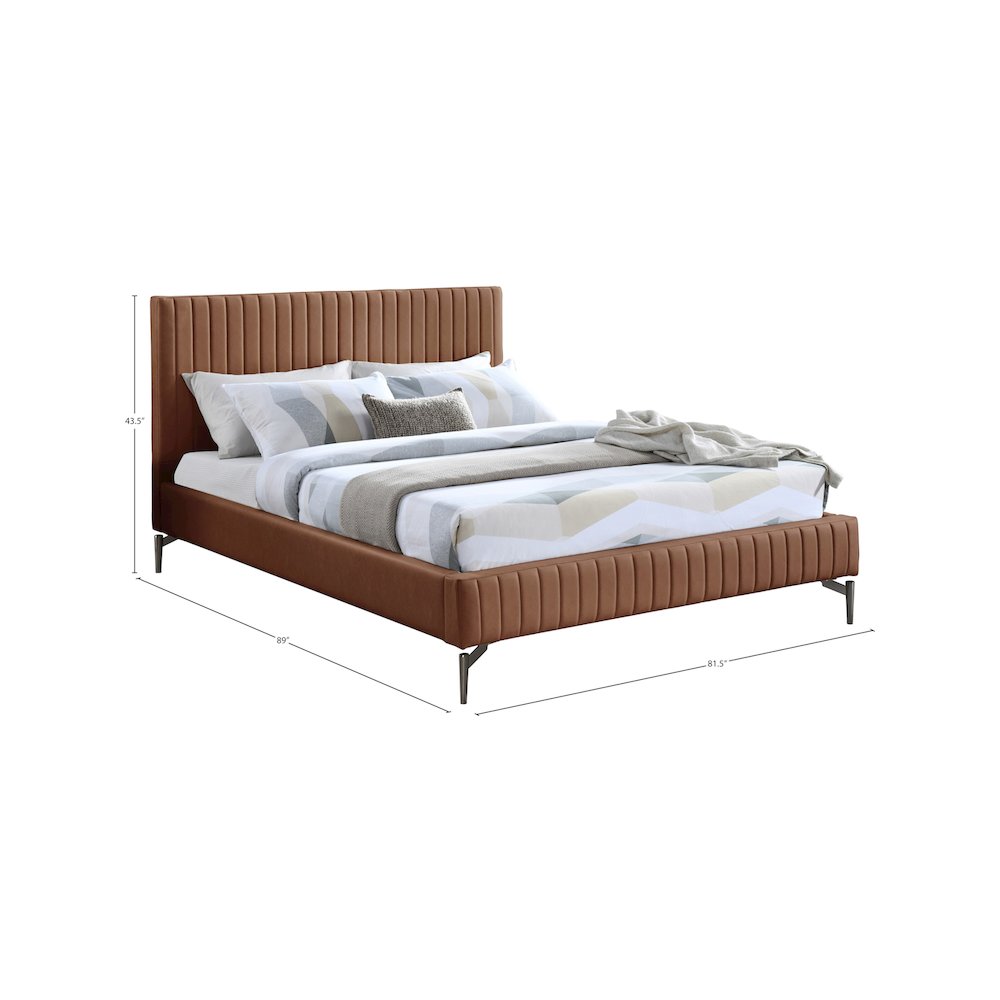 Gallo Cognac Vegan Leather King Bed. Picture 8