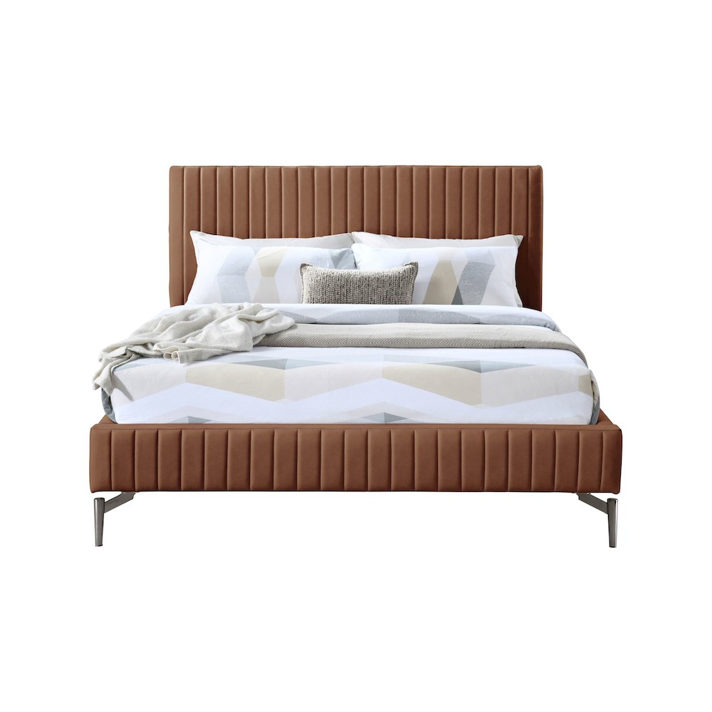 Gallo Cognac Vegan Leather King Bed. Picture 2