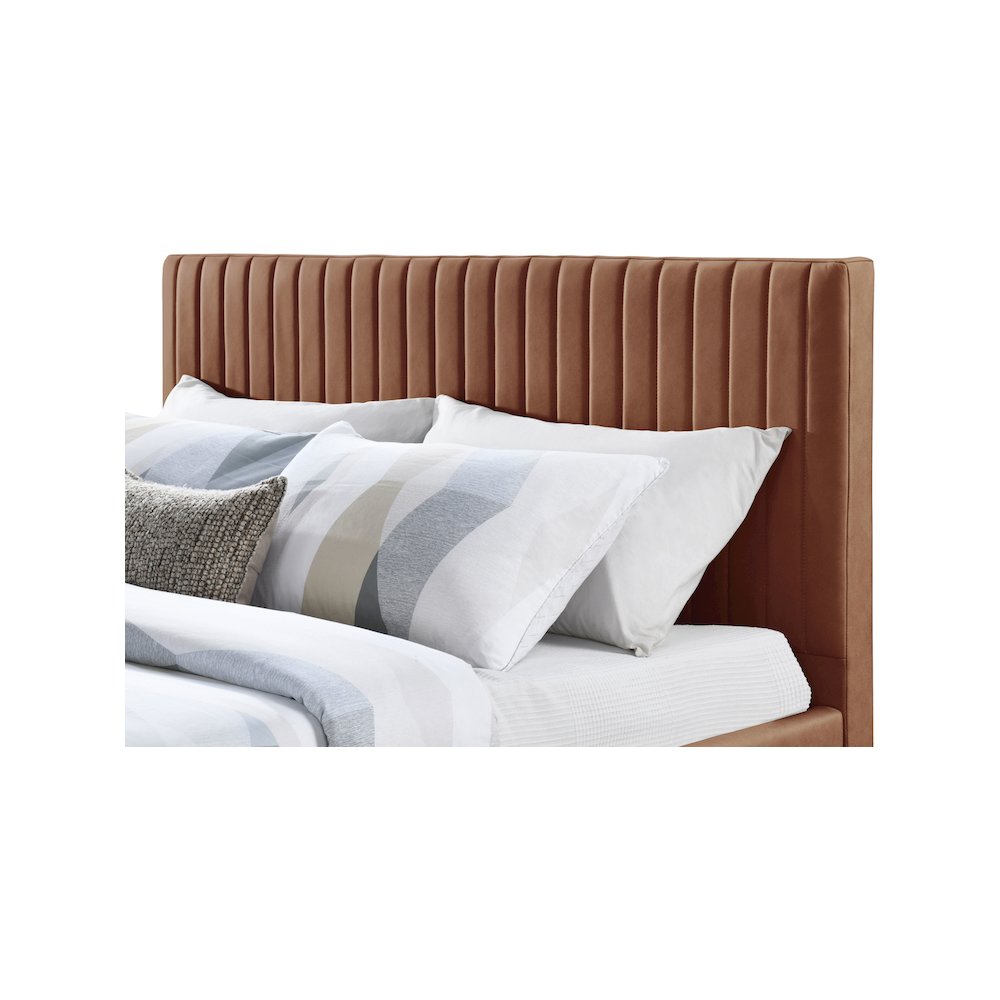 Gallo Cognac Vegan Leather Queen Bed. Picture 5
