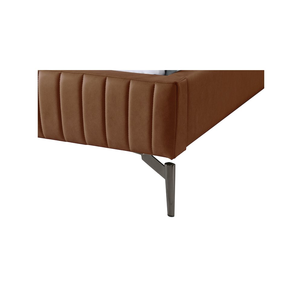 Gallo Cognac Vegan Leather Queen Bed. Picture 6