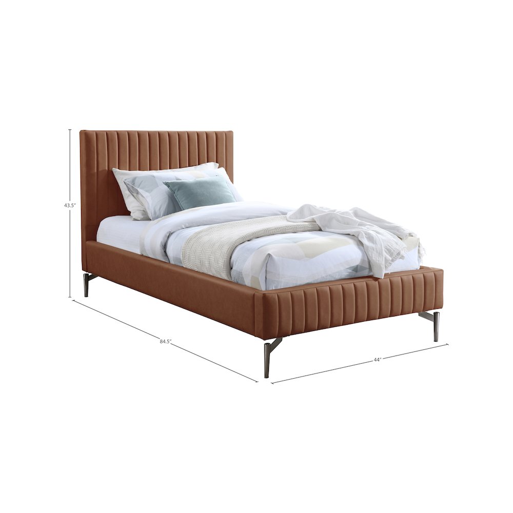 Gallo Cognac Vegan Leather Twin Bed. Picture 8