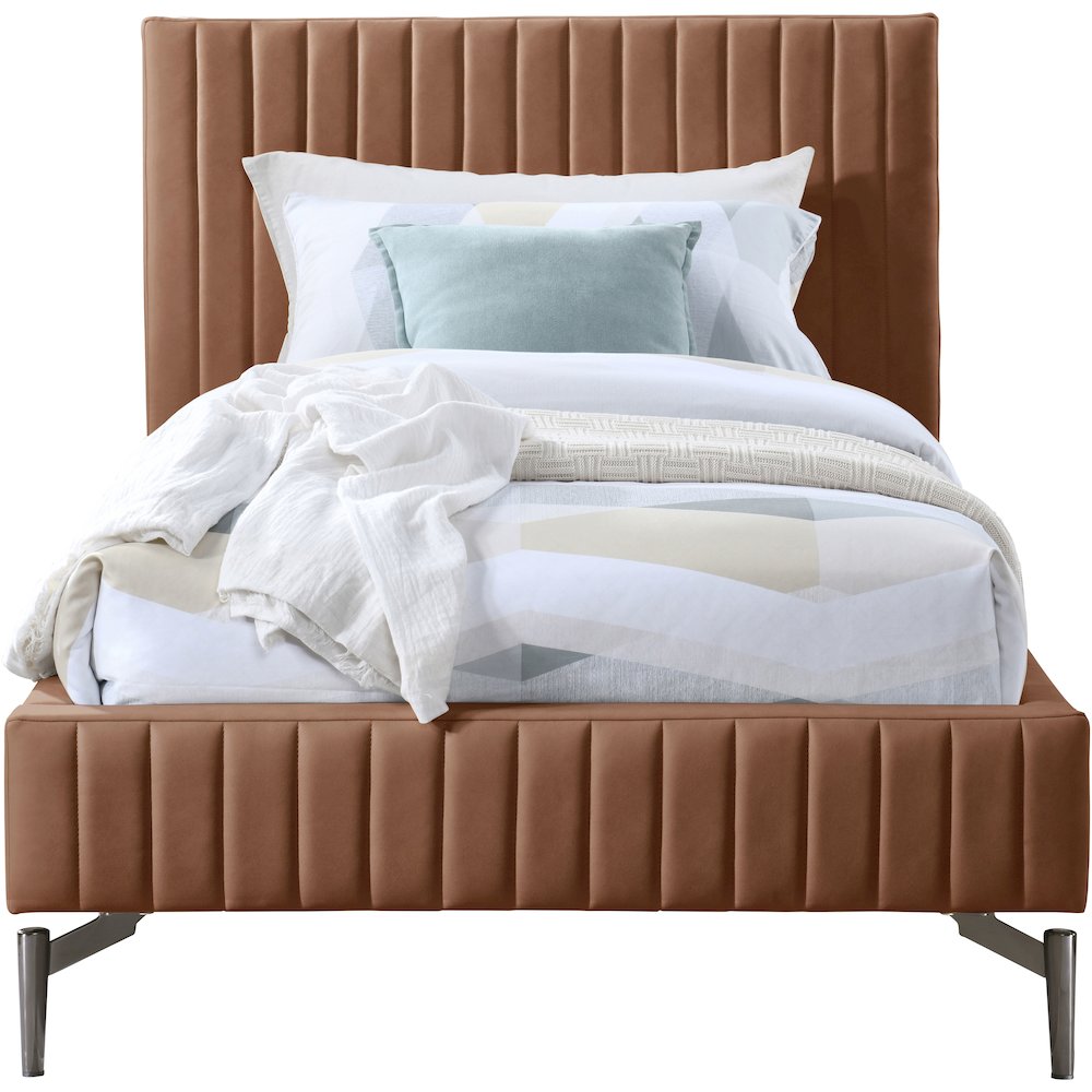 Gallo Cognac Vegan Leather Twin Bed. Picture 2