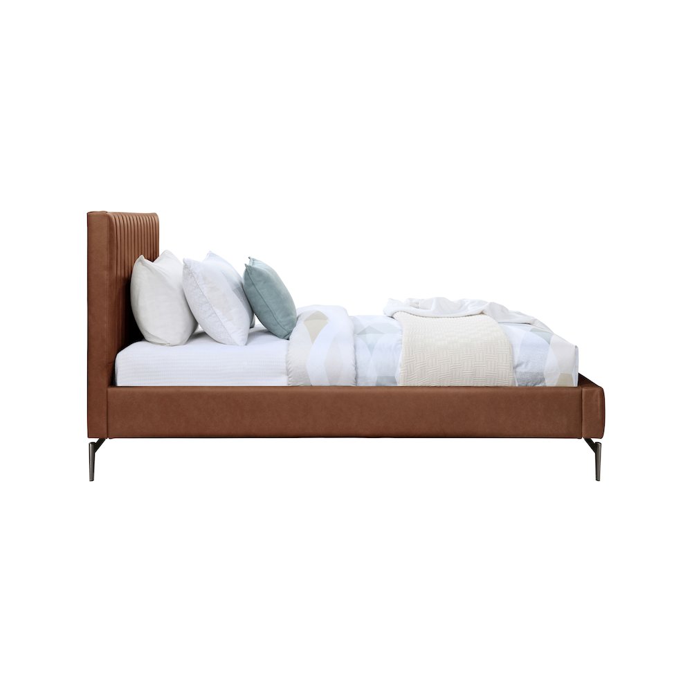 Gallo Cognac Vegan Leather Twin Bed. Picture 3
