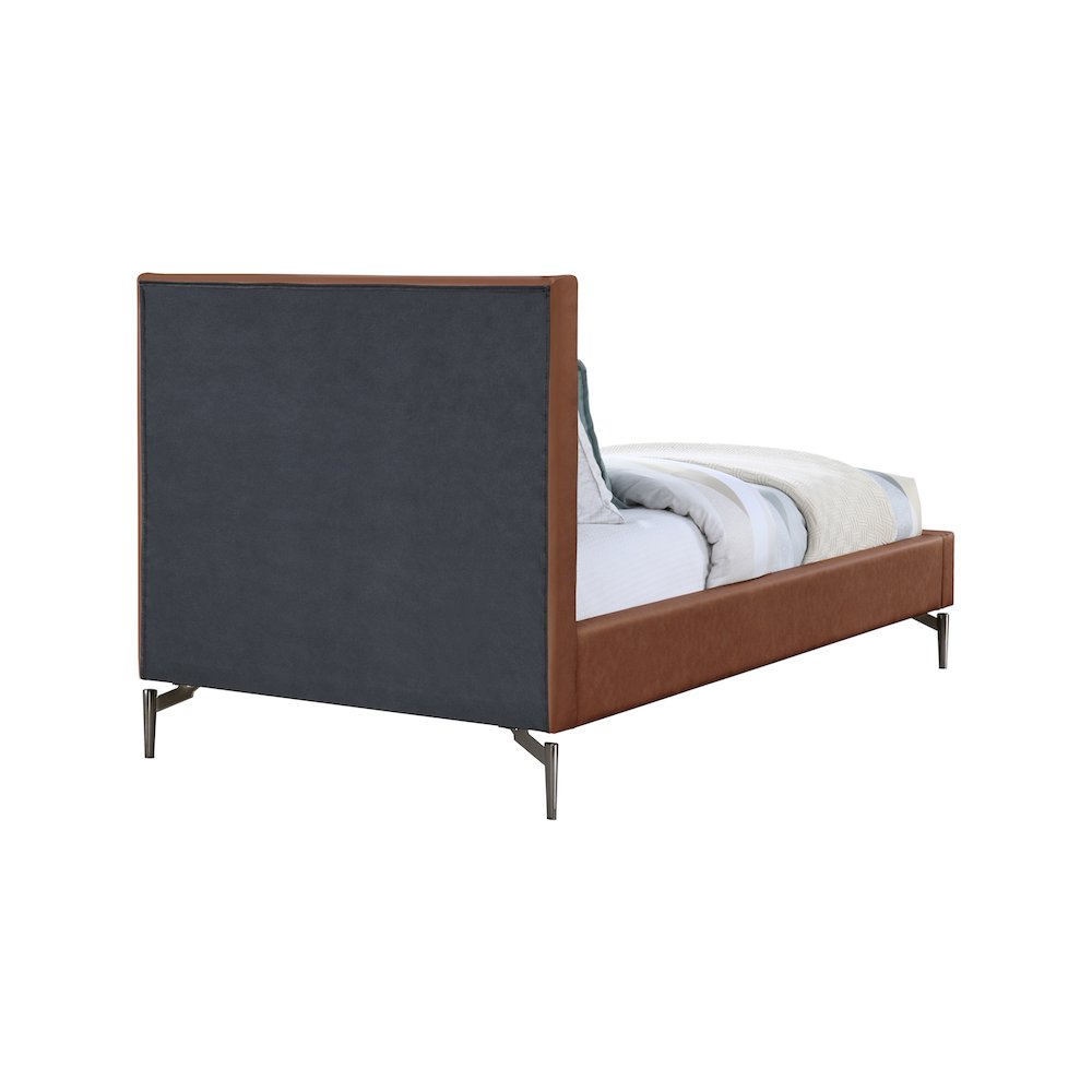 Gallo Cognac Vegan Leather Twin Bed. Picture 4