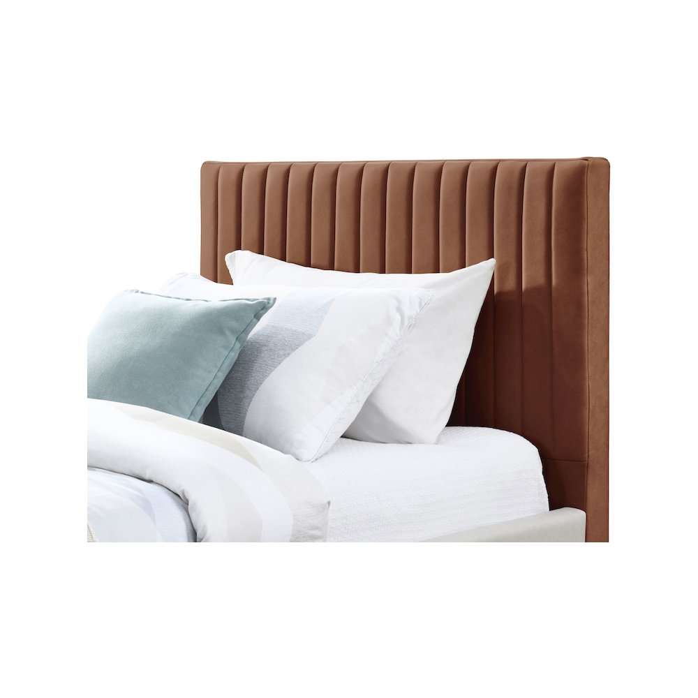 Gallo Cognac Vegan Leather Twin Bed. Picture 5