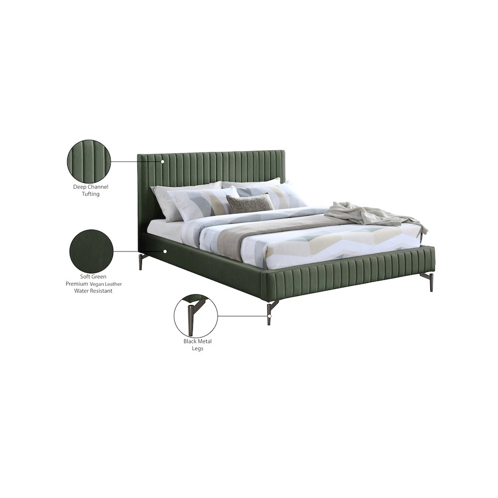 Gallo Green Vegan Leather Full Bed. Picture 9