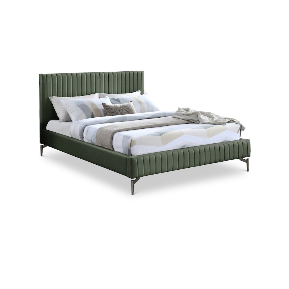 Gallo Green Vegan Leather Queen Bed. Picture 1