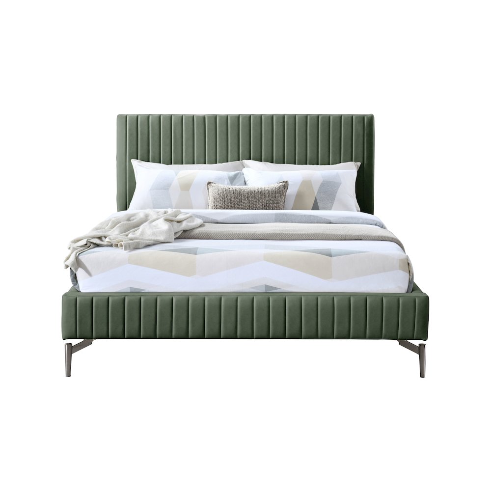 Gallo Green Vegan Leather Queen Bed. Picture 2
