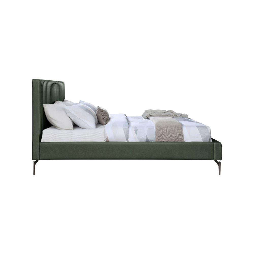 Gallo Green Vegan Leather Queen Bed. Picture 3