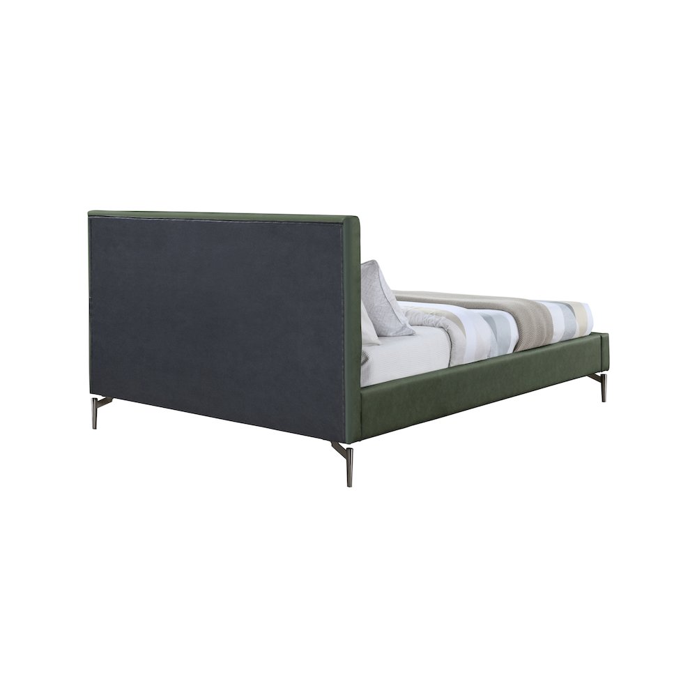 Gallo Green Vegan Leather Queen Bed. Picture 4