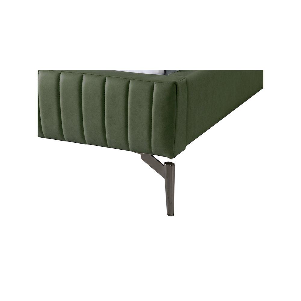 Gallo Green Vegan Leather Queen Bed. Picture 6