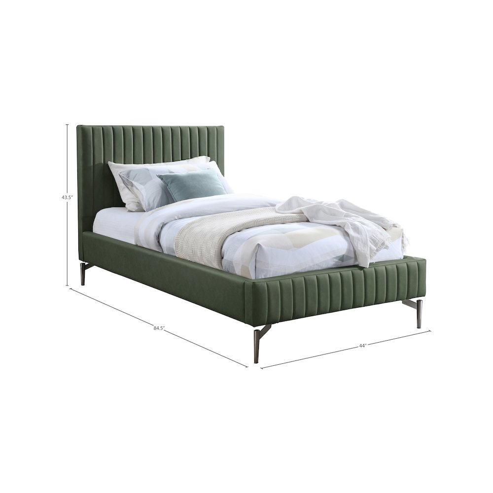 Gallo Green Vegan Leather Twin Bed. Picture 8