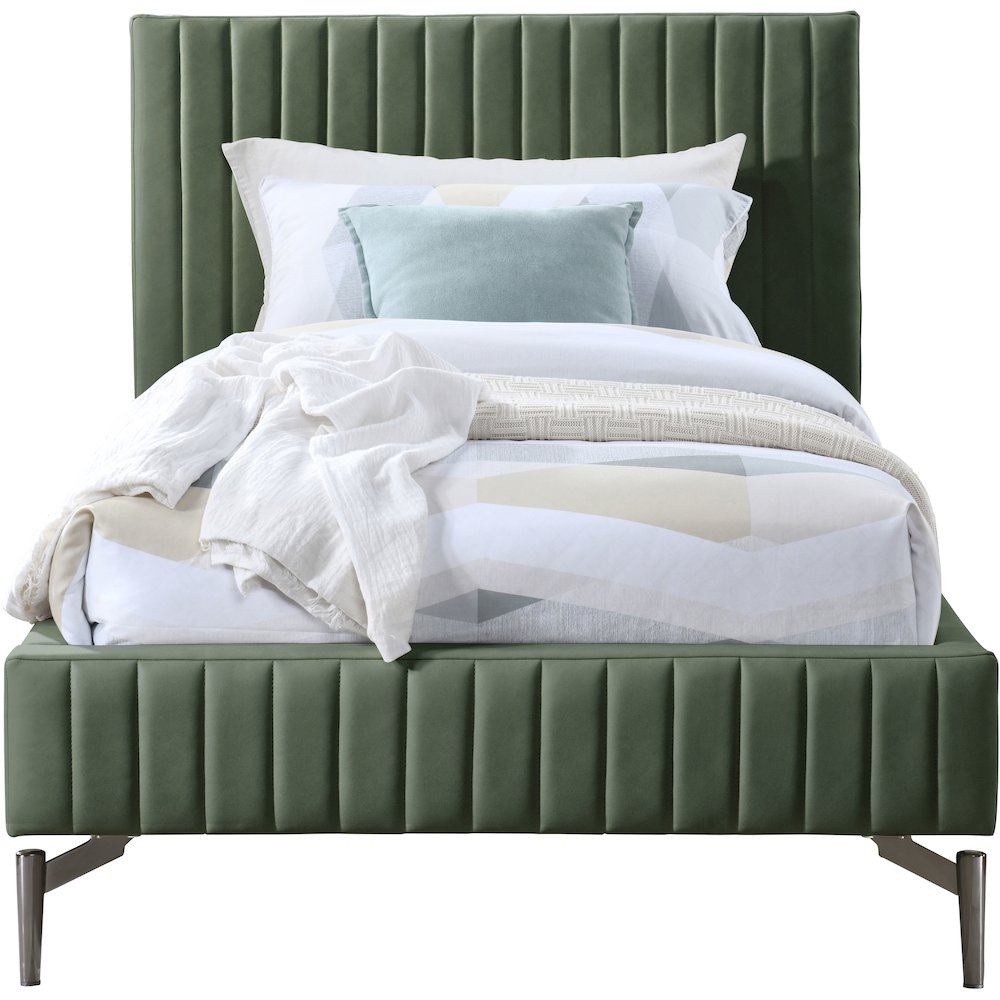 Gallo Green Vegan Leather Twin Bed. Picture 2