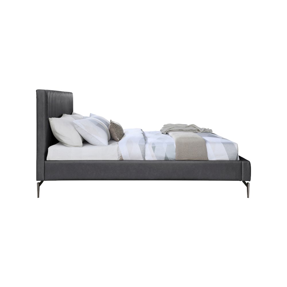 Gallo Dark Grey Vegan Leather Full Bed. Picture 3