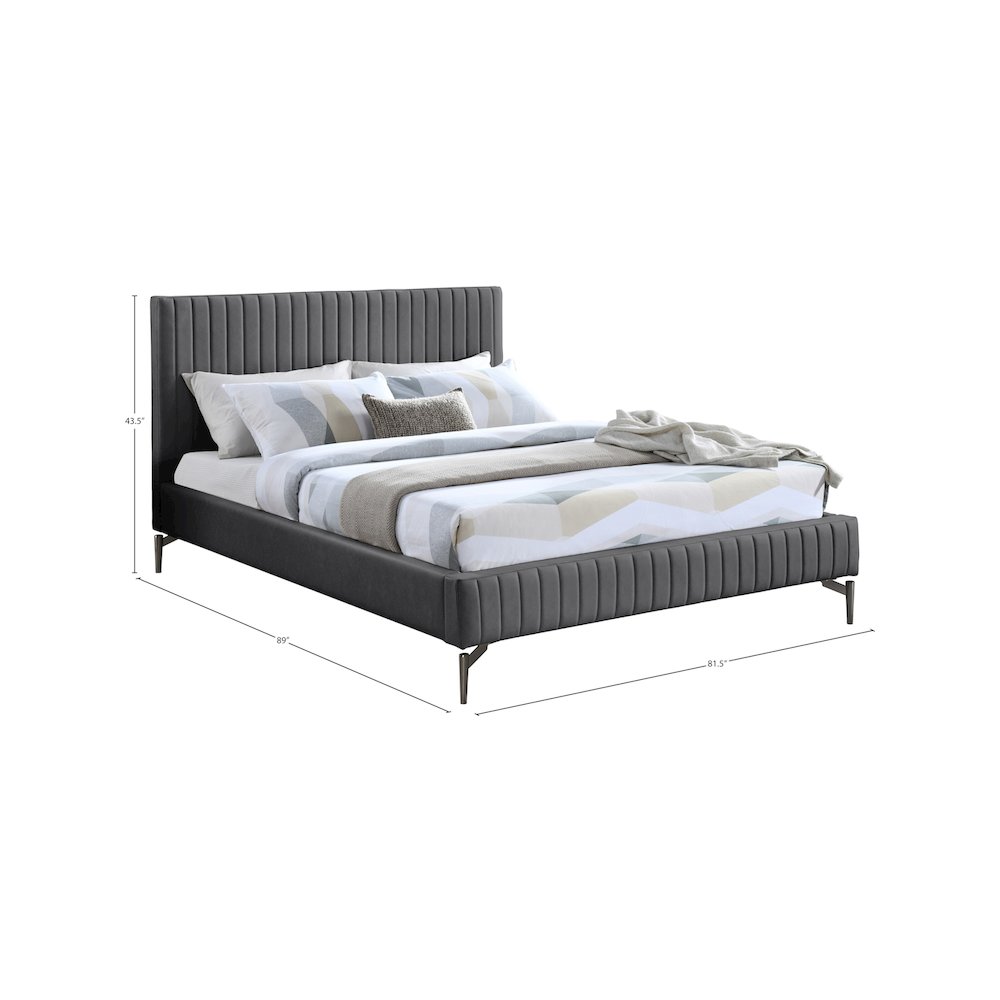 Gallo Dark Grey Vegan Leather King Bed. Picture 8