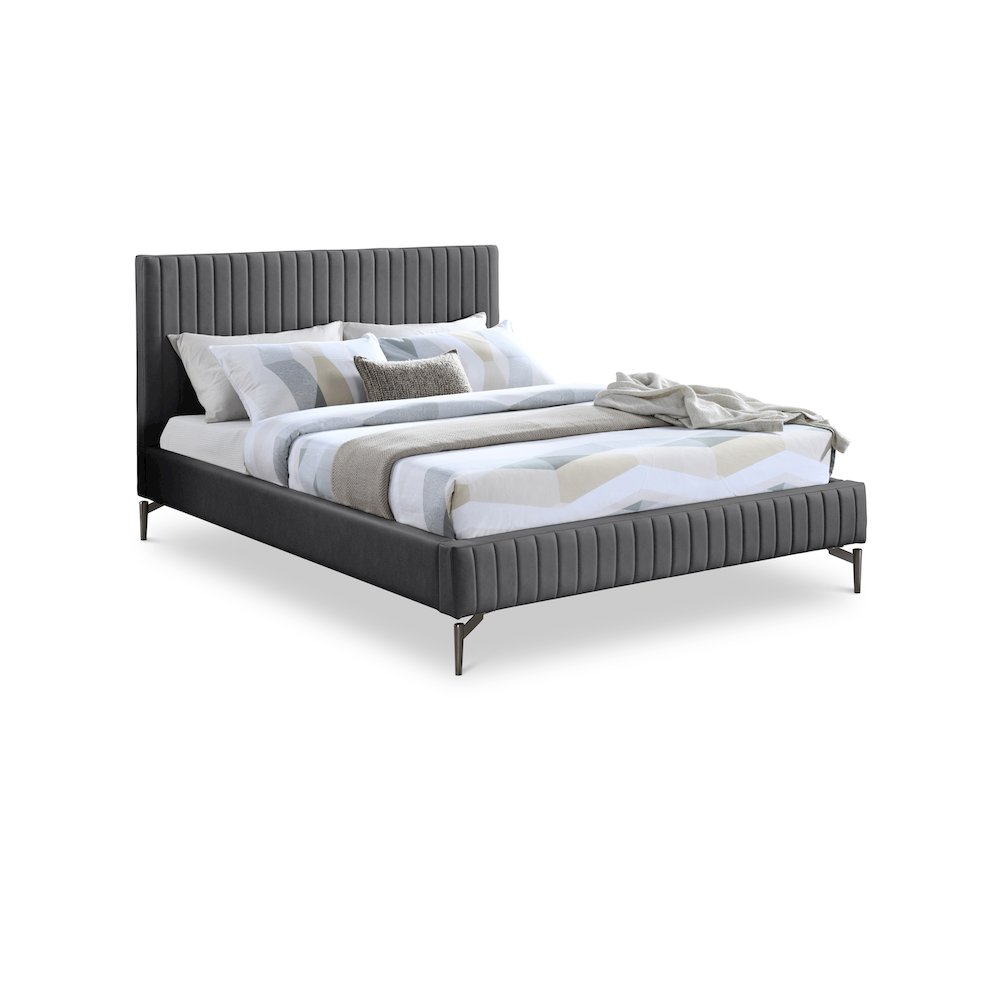 Gallo Dark Grey Vegan Leather King Bed. Picture 1