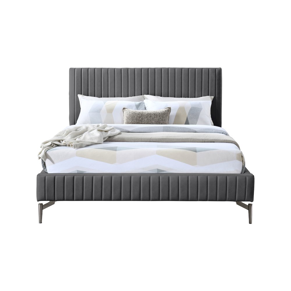 Gallo Dark Grey Vegan Leather King Bed. Picture 2