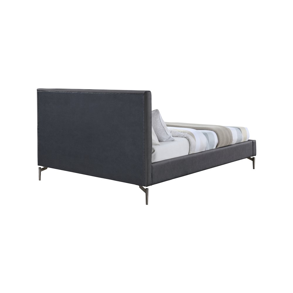 Gallo Dark Grey Vegan Leather Queen Bed. Picture 4