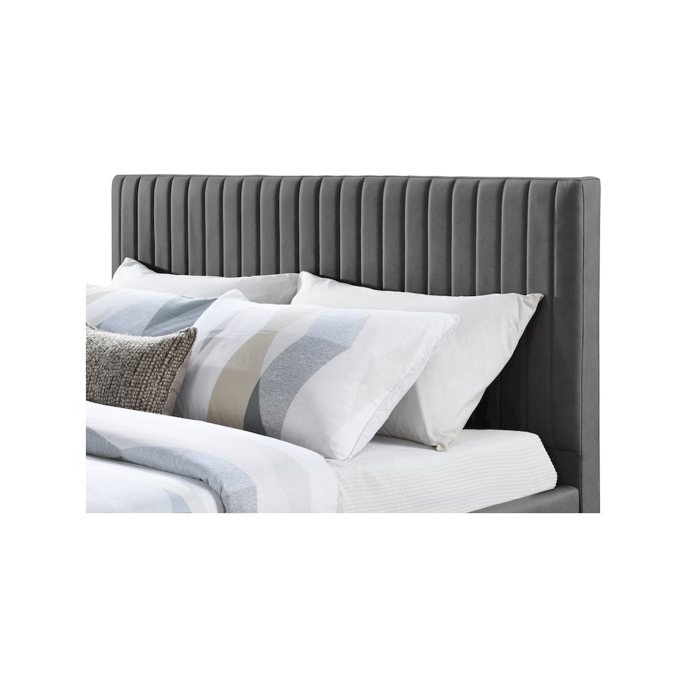 Gallo Dark Grey Vegan Leather Queen Bed. Picture 5