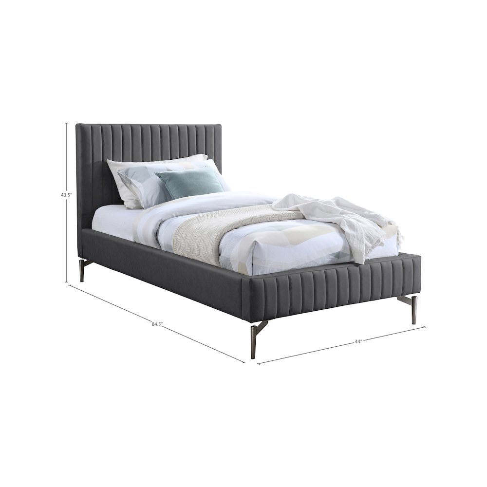 Gallo Dark Grey Vegan Leather Twin Bed. Picture 8