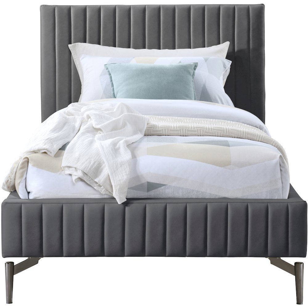 Gallo Dark Grey Vegan Leather Twin Bed. Picture 2