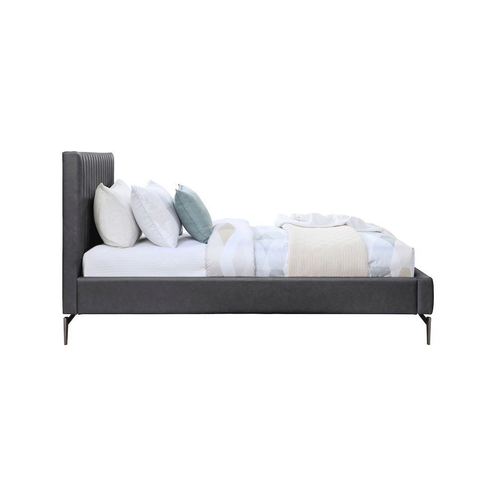 Gallo Dark Grey Vegan Leather Twin Bed. Picture 3