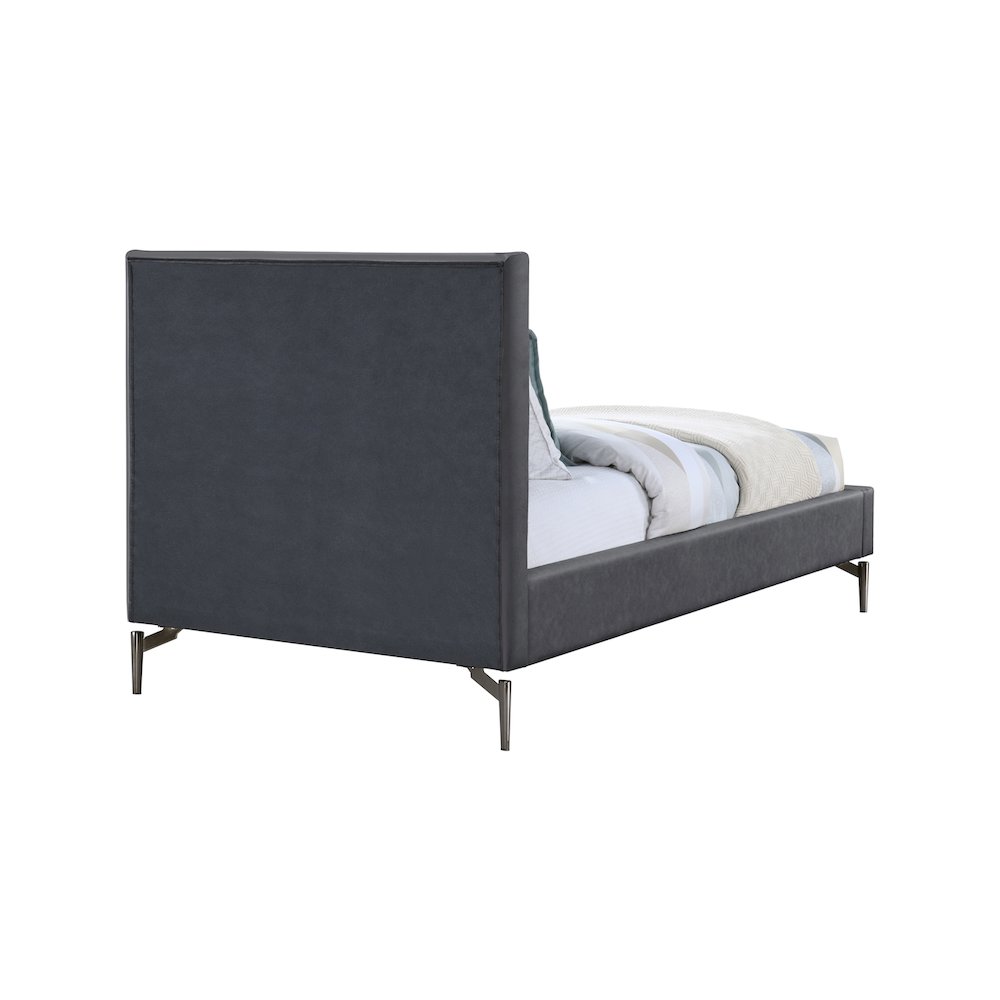 Gallo Dark Grey Vegan Leather Twin Bed. Picture 4