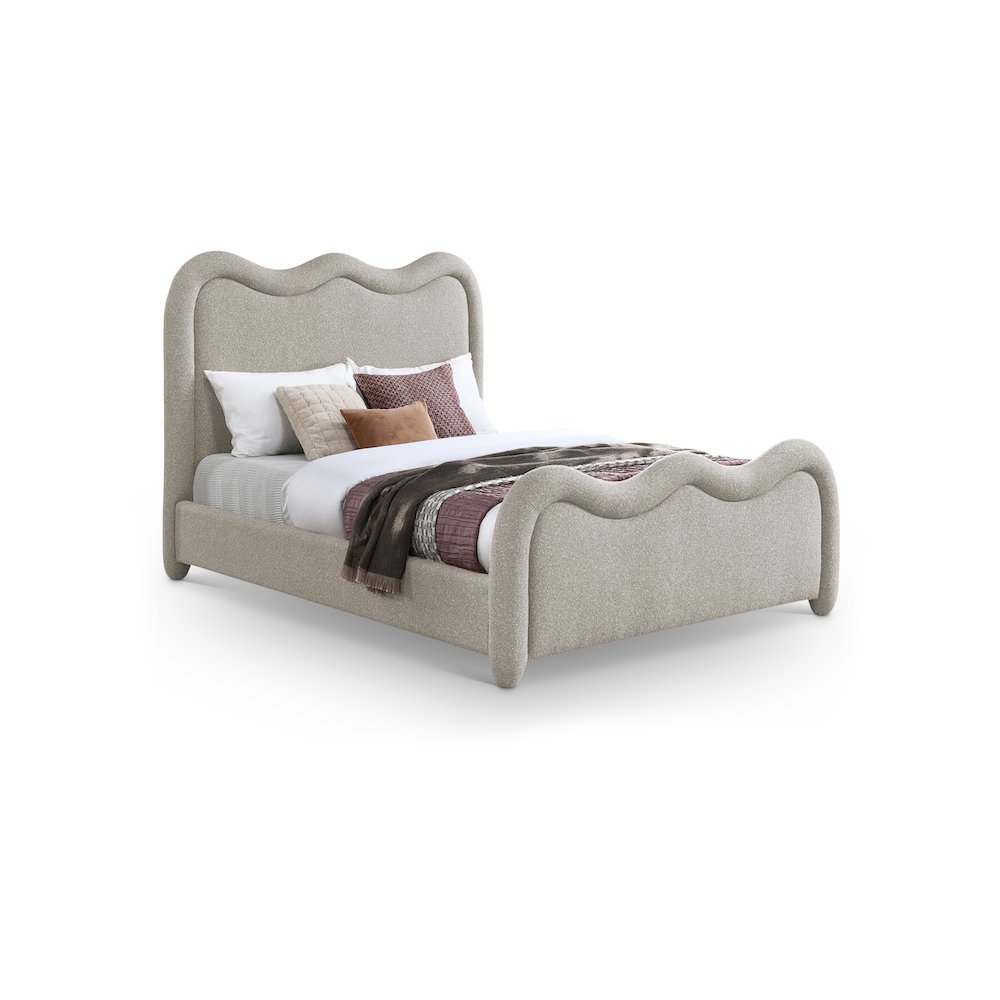 Gavin Beige Chenille Fabric Full Bed. Picture 1