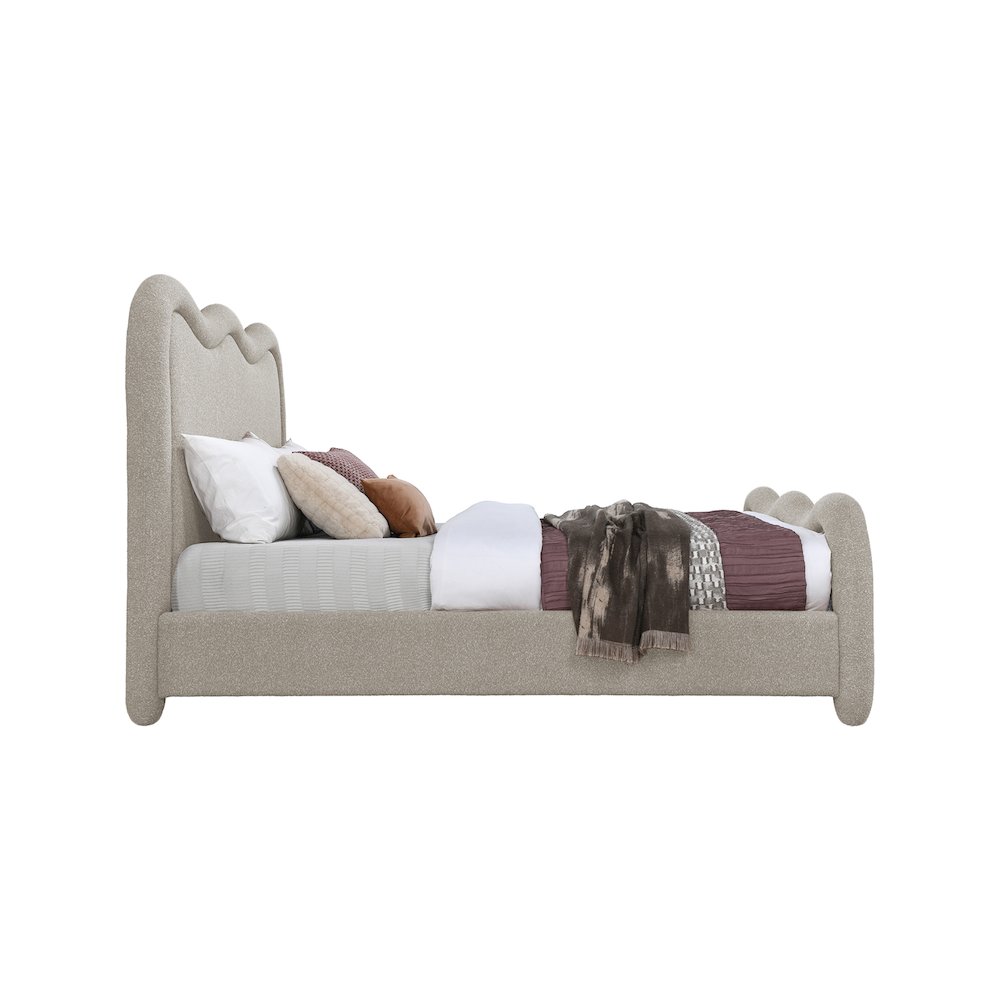 Gavin Beige Chenille Fabric Queen Bed. Picture 3