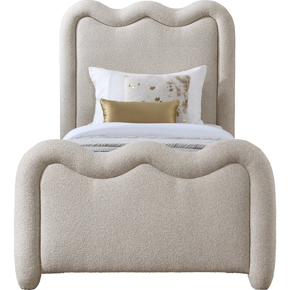 Gavin Beige Chenille Fabric Twin Bed. Picture 2