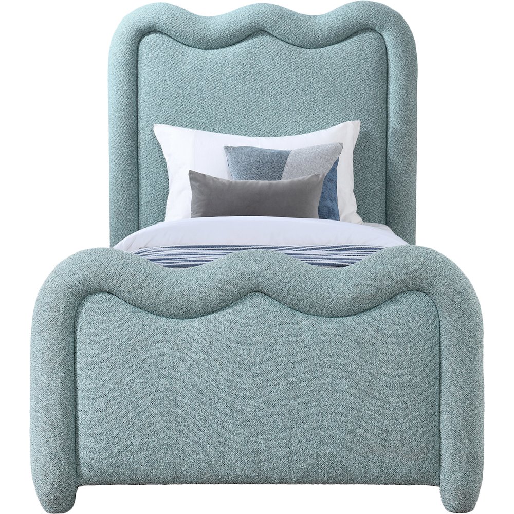 Gavin Blue Chenille Fabric Twin Bed. Picture 2