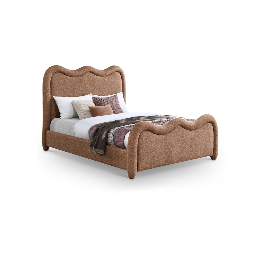 Gavin Cognac Chenille Fabric Queen Bed. Picture 1